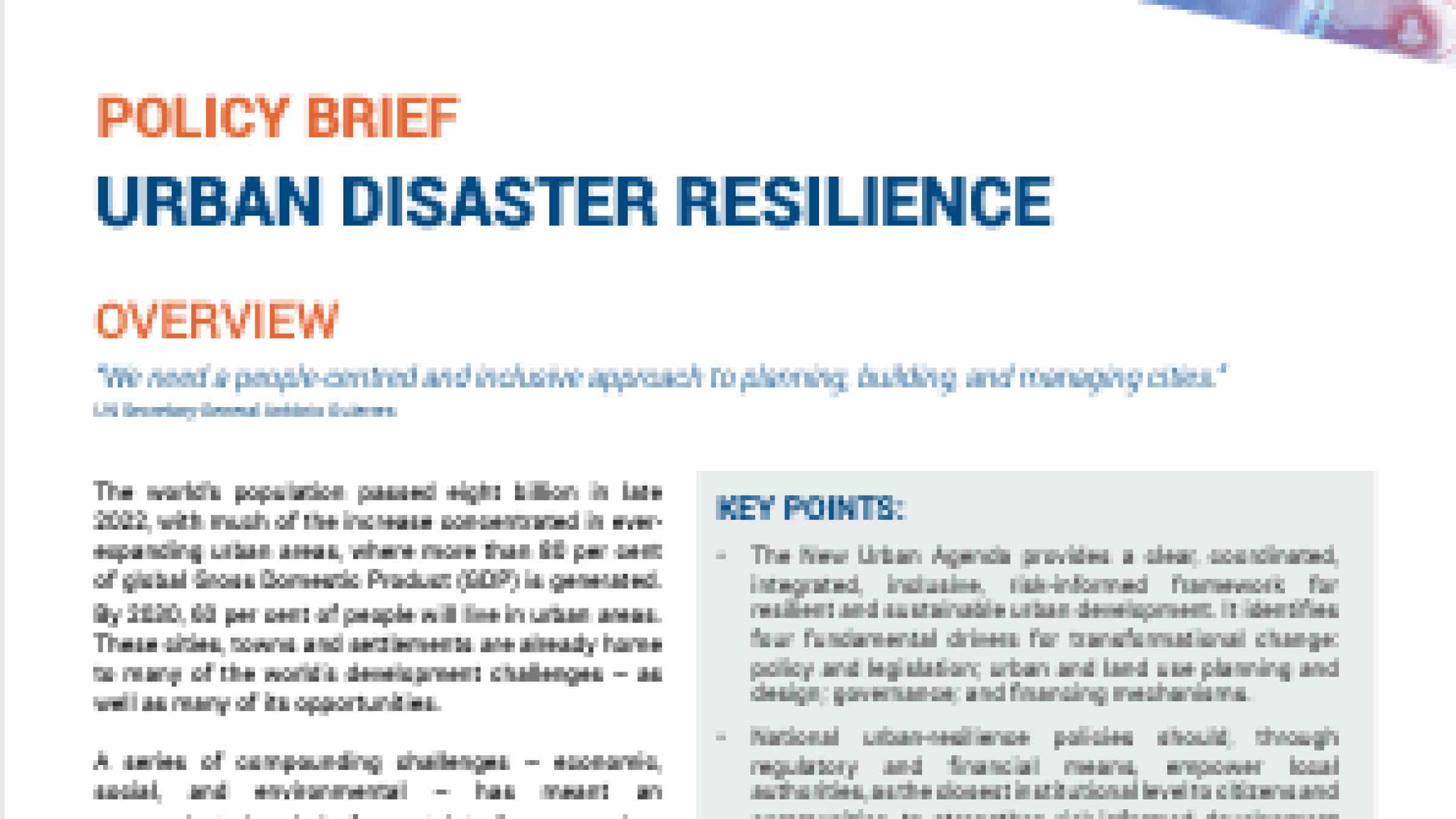 Policy Brief: Urban Disaster Resilience | UNDRR