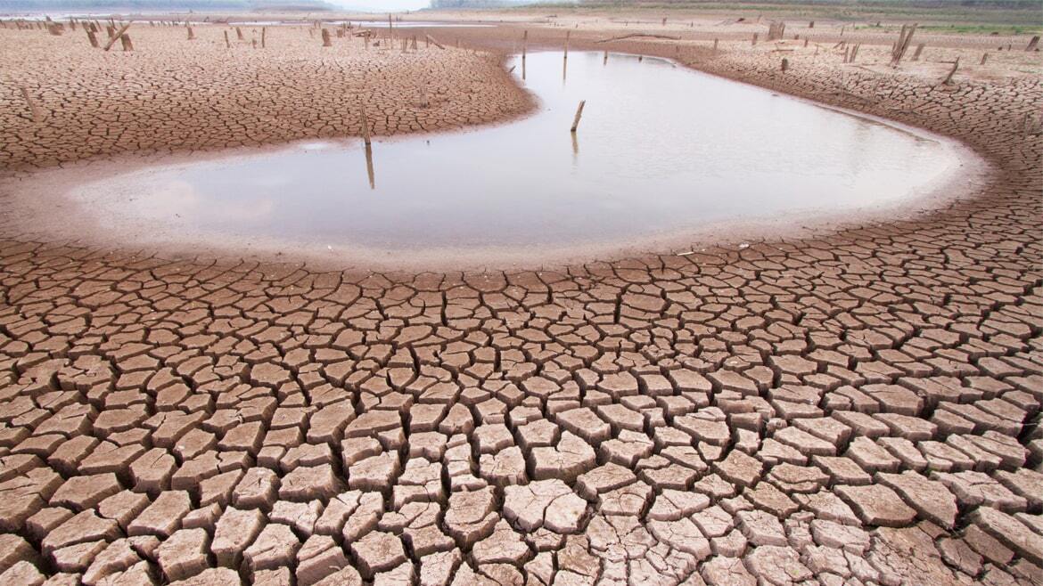 Remaining puddle in a dried lake