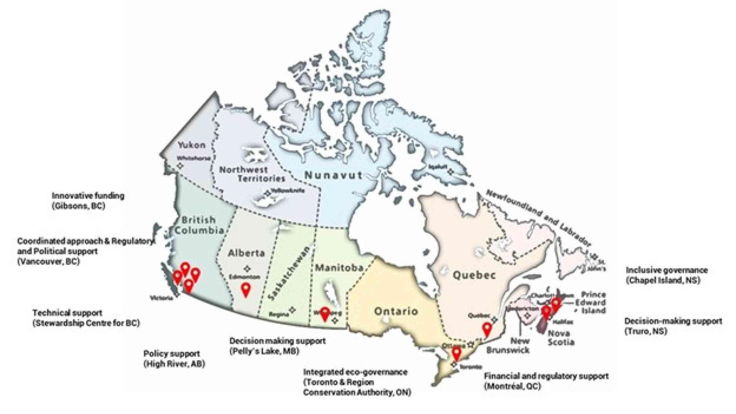 Canada S Success In Harnessing Nature For Infrastructure Resilience UNDRR   Map Showing The Ten Natured Based Solution Examples That Canada Shared With The Coalition For Disaster Resilient Infrastructure 