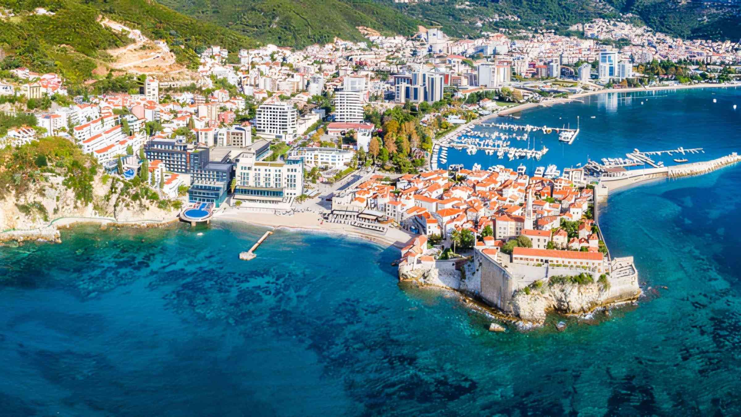 Budva, Montenegro from the air.