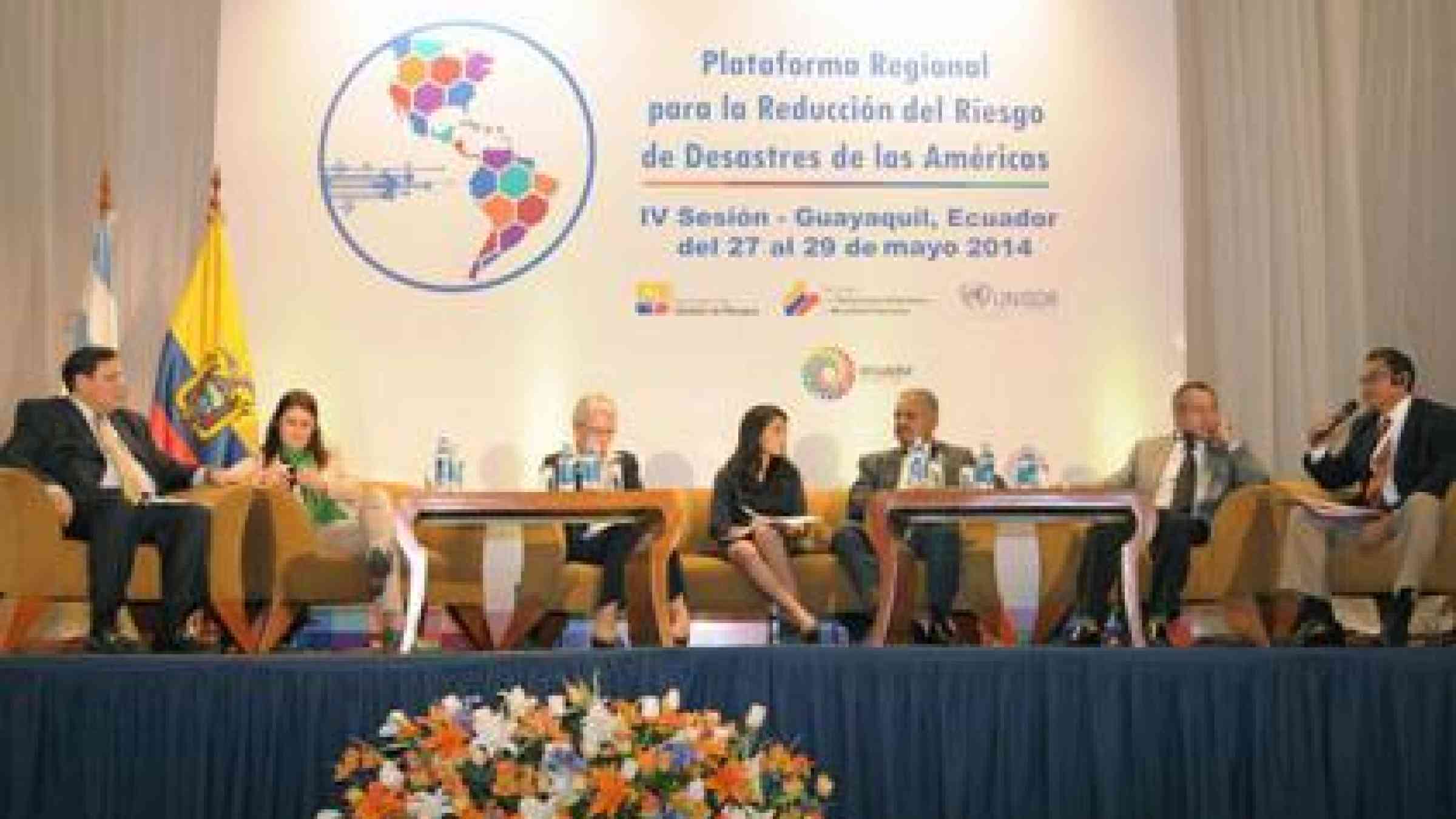 Margareta Wahlström (third from left), Head of UNISDR, in a high-level panel with ministers from selected countries in Latin America and the Caribbean.