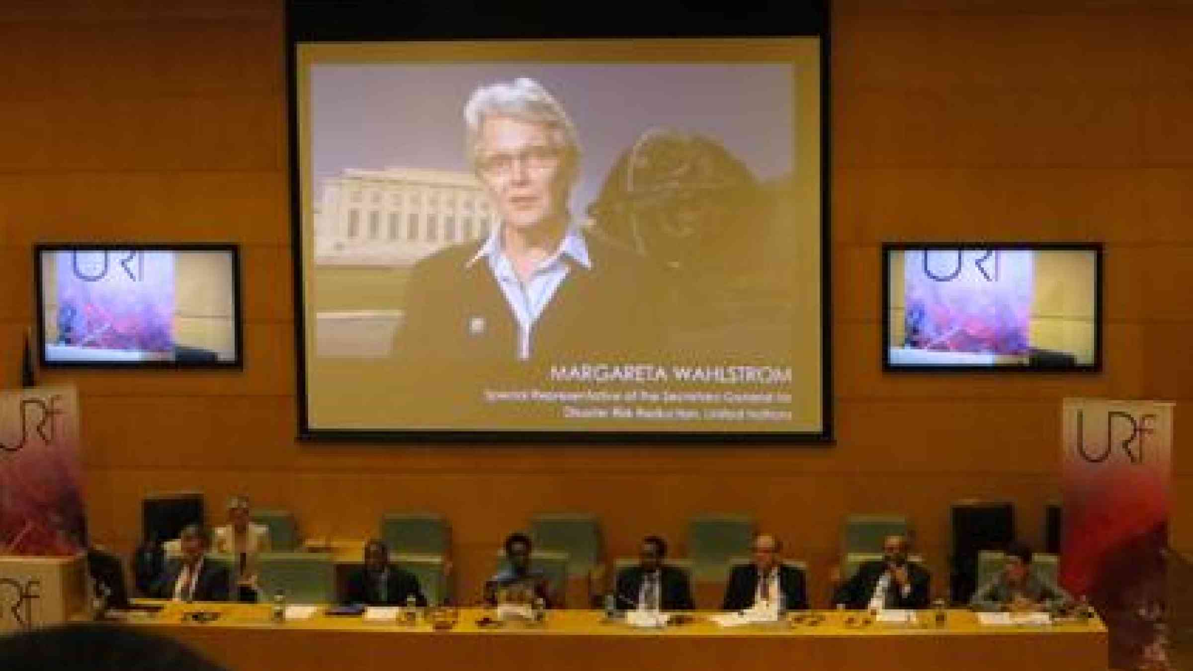 Head of UNISDR, Margareta Wahlstrom, addressing the opening session of the Understanding Risk Forum in Addis Ababa yesterday. (Photo: UNISDR)