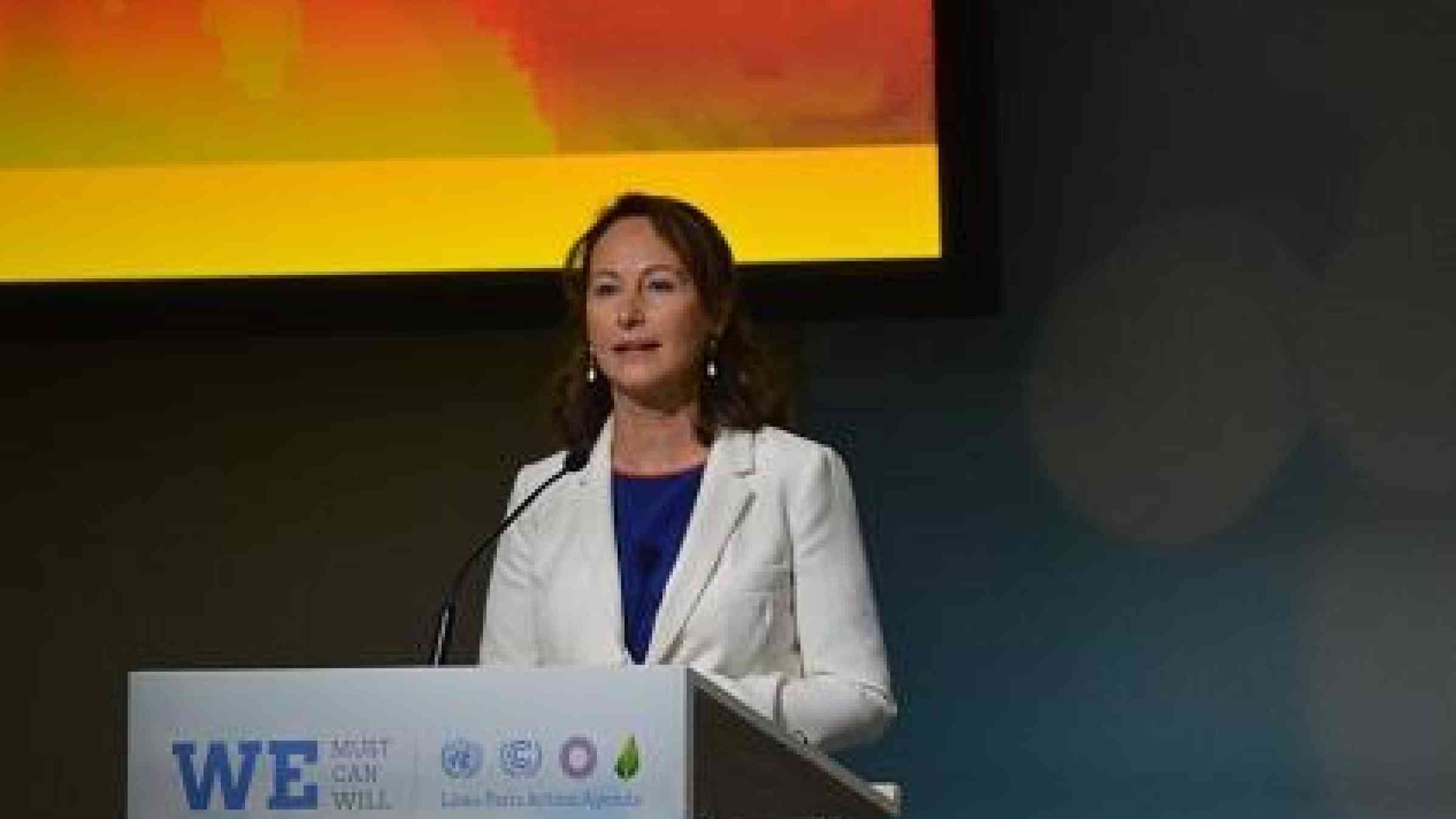 Ms. Ségolène Royal, France’s Minister of Ecology, Sustainable Development and Energy, speaks at the COP21 session on resilience (Photo: UNISDR)