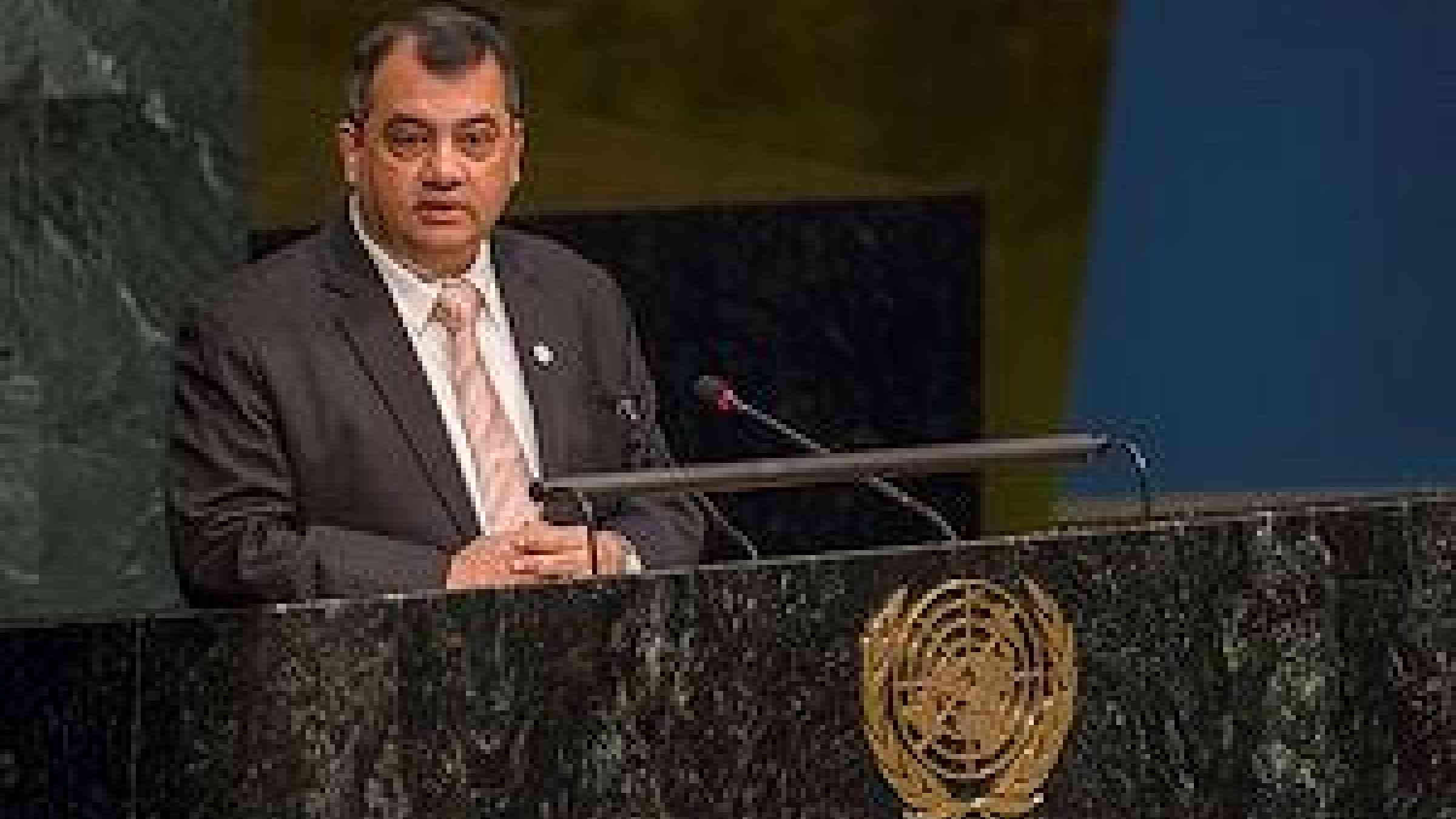 IPU President, Mr. Saber Chowdhury, addressing the UN General Assembly in New York earlier this week