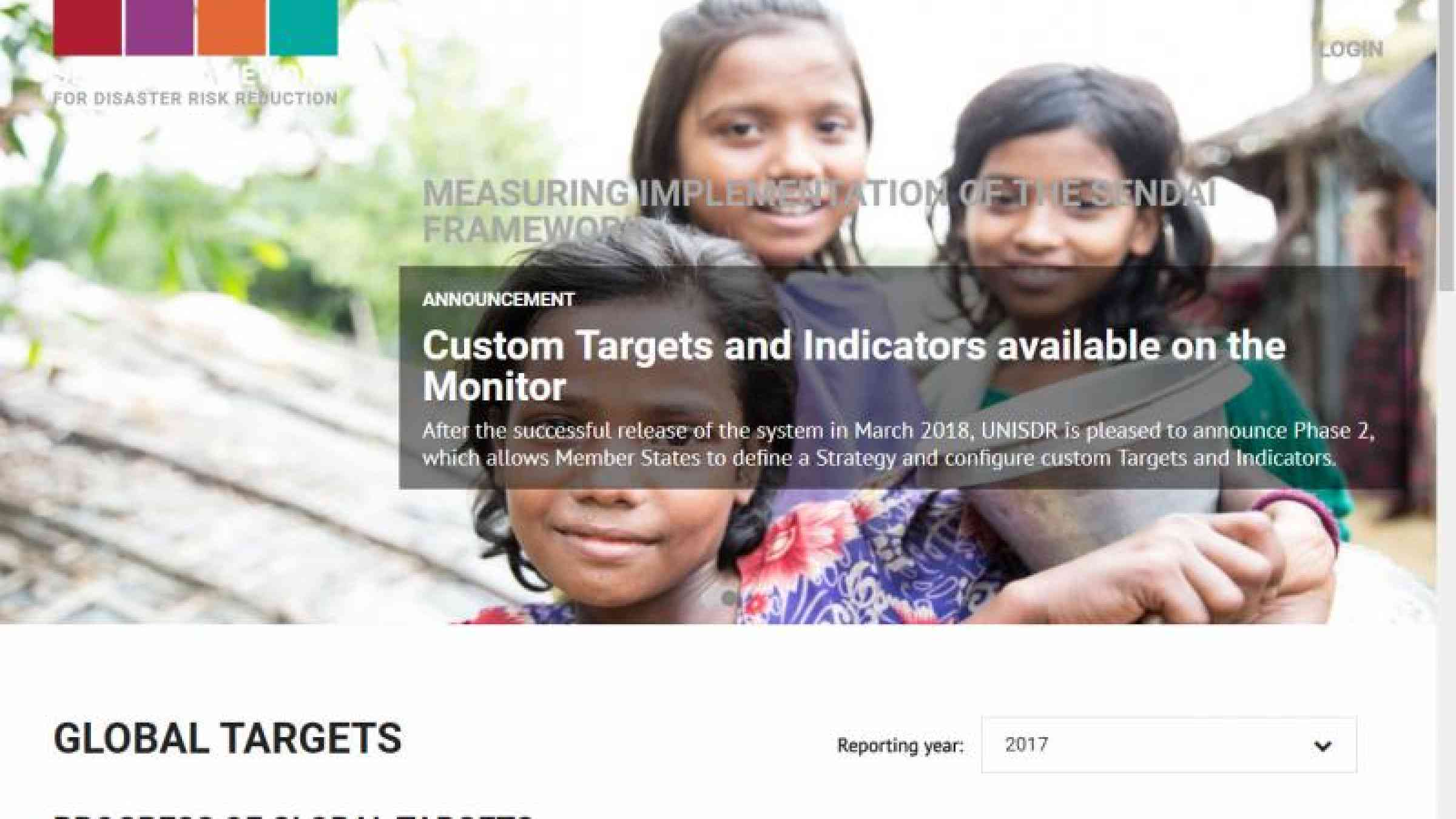 Phase 2 of the Sendai Framework Monitor allows customized targets and indicators