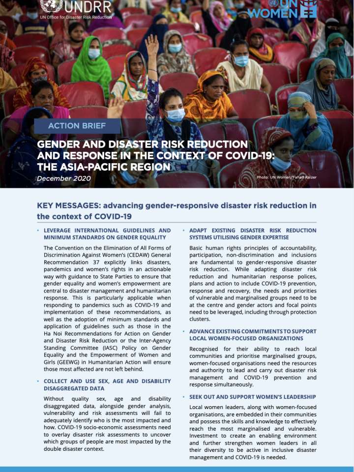 Action Brief: Gender And Disaster Risk Reduction And Response In The ...