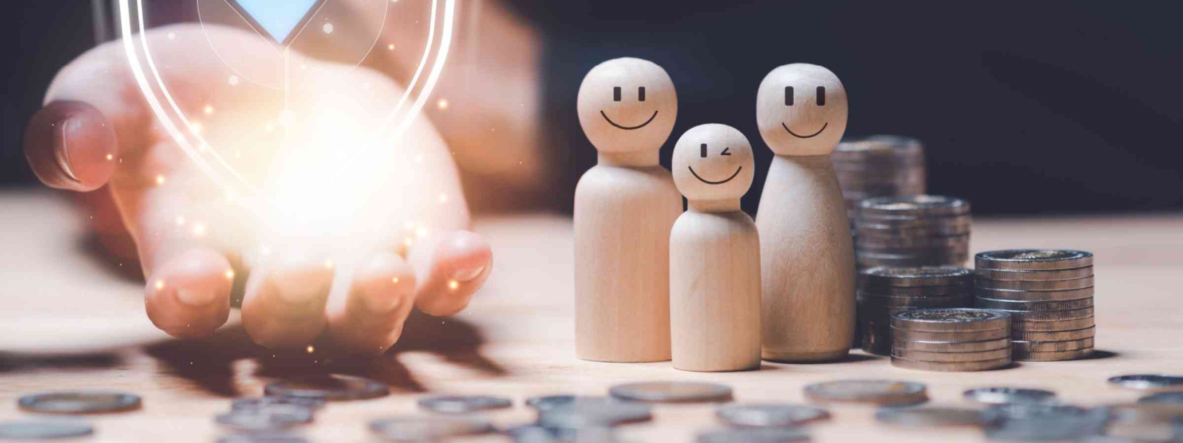 Financial risk management concept hands giving money